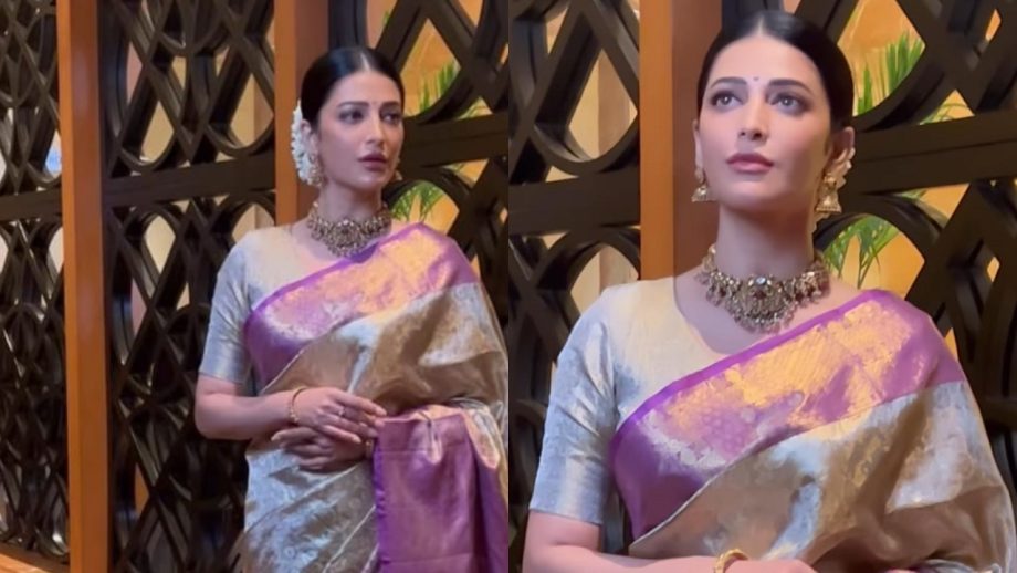 Divine! Shruti Haasan ditches ‘Goth’ slips in lavender gold Banarasi saree [Photos] 862090