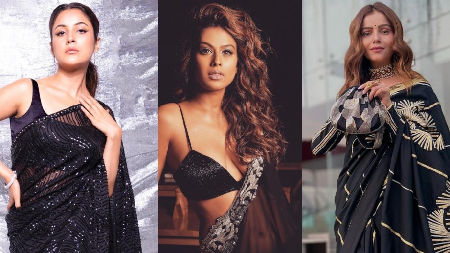 Elevate your glam at parties in black sarees! Nia Sharma, Shehnaaz Gill & Rubina Dilaik’s tips 857517