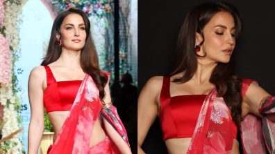 Elli AvrRam Looks ‘Tikhi Mirchi’ In Red Saree With Sensuous Blouse