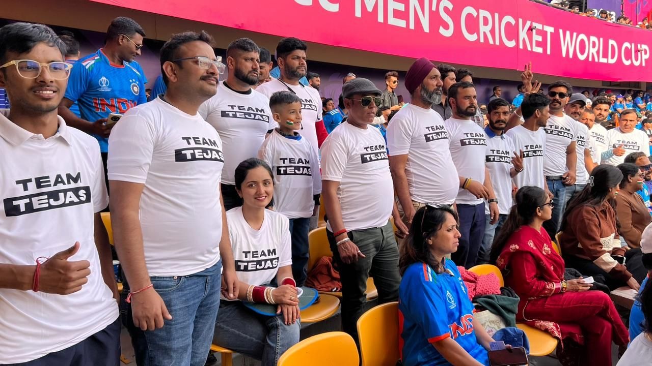 Fans aka Tejas Team Unite to Roar for the Men in Blue at India vs New Zealand ICC Men's Cricket World Cup Match!" 863503