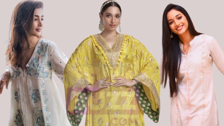 Go trendy with Srinidhi Shetty, Tamannaah Bhatia, and Pooja Hegde's front kurti neck designs 858665