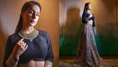 Hina Khan Embodies Grace In Infinity Blouse And Embellished Skirt With Diamond Necklace, See Photos