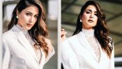 Hina Khan takes the crown in salt white pantsuit and white lace high-neck top