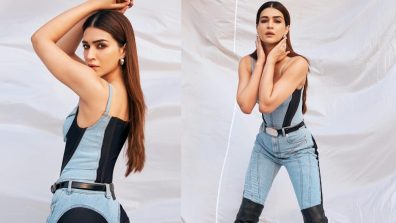 In Photos: Kriti Sanon’s bicolour denim corset outfit is high fashion gem