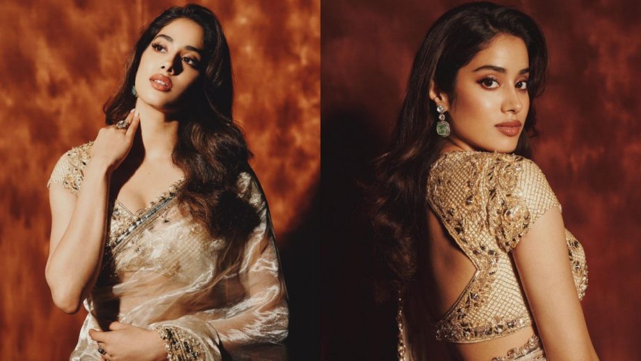 Janhvi Kapoor masters glow in handwoven tissue gold saree [Photos] 863456