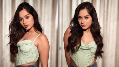 Jannat Zubair cuts it chic in mint green corset bodysuit and denim jeans [Photos]