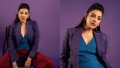Kajal Aggarwal is a style maven in a Rs. 20,000 purple crepe blazer pant set