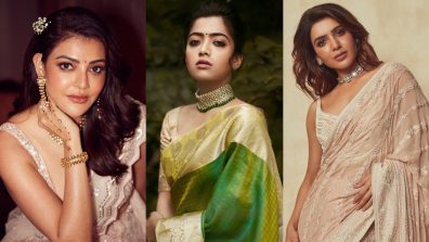 Kajal Aggarwal, Rashmika Mandanna, & Samantha Ruth Prabhu: Glam Up Your Saree With Diamond Necklace