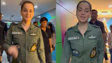 Kangana Ranaut takes the nation’s pride along! Visited Cricket Live Mumbai for the India vs Afghanistan pre-match in Air Force uniform for Tejas promotion!