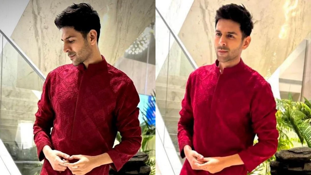 Kartik Aaryan gets festive ready in Manish Malhotra’s maroon-red kurta 864130