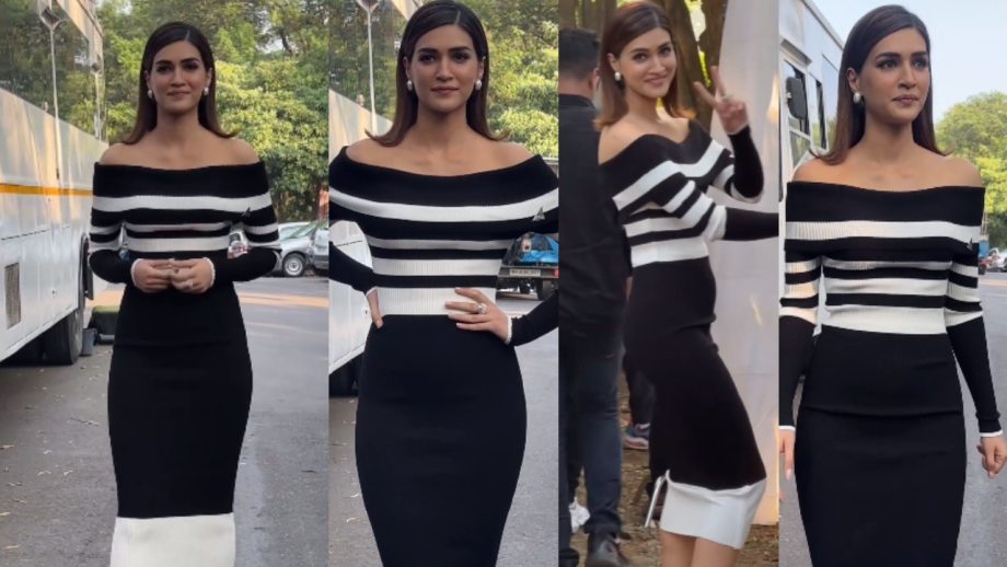 Kriti Sanon Gives Her Fashion Vintage Spin In Black-White Off-shoulder Dress 862837