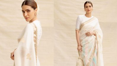 Kriti Sanon Redefines Elegance In White Saree With Statement Earrings