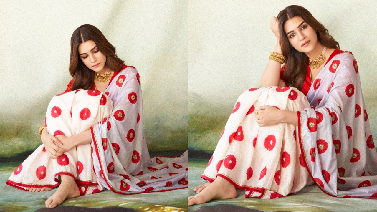 Kriti Sanon shines in white saree with red floral print, see photos 864783