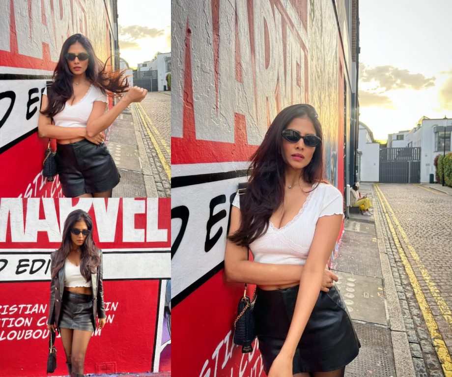 London Dairies: Malavika Mohanan Poses In Crop Top, Jacket & Skirt With Boots 860148