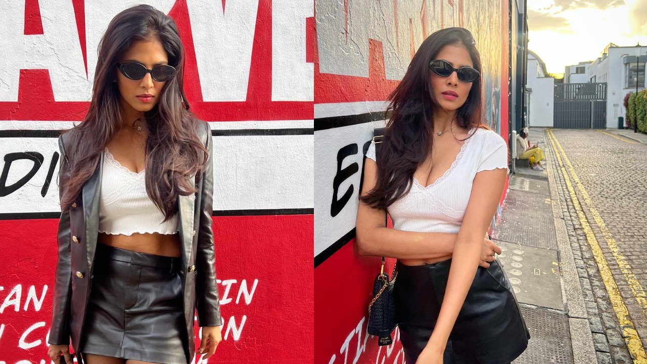 London Dairies: Malavika Mohanan Poses In Crop Top, Jacket & Skirt With Boots 860149