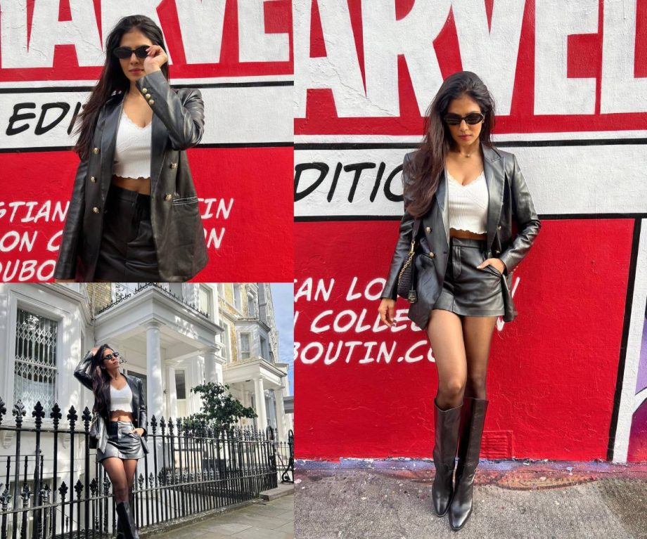 London Dairies: Malavika Mohanan Poses In Crop Top, Jacket & Skirt With Boots 860147