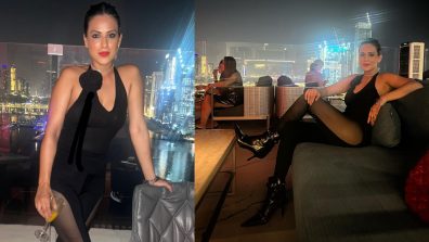 Mid-week Party Hotness: Nia Sharma Dons Black See-through Jumpsuit With Bold Red Lipstick Shade