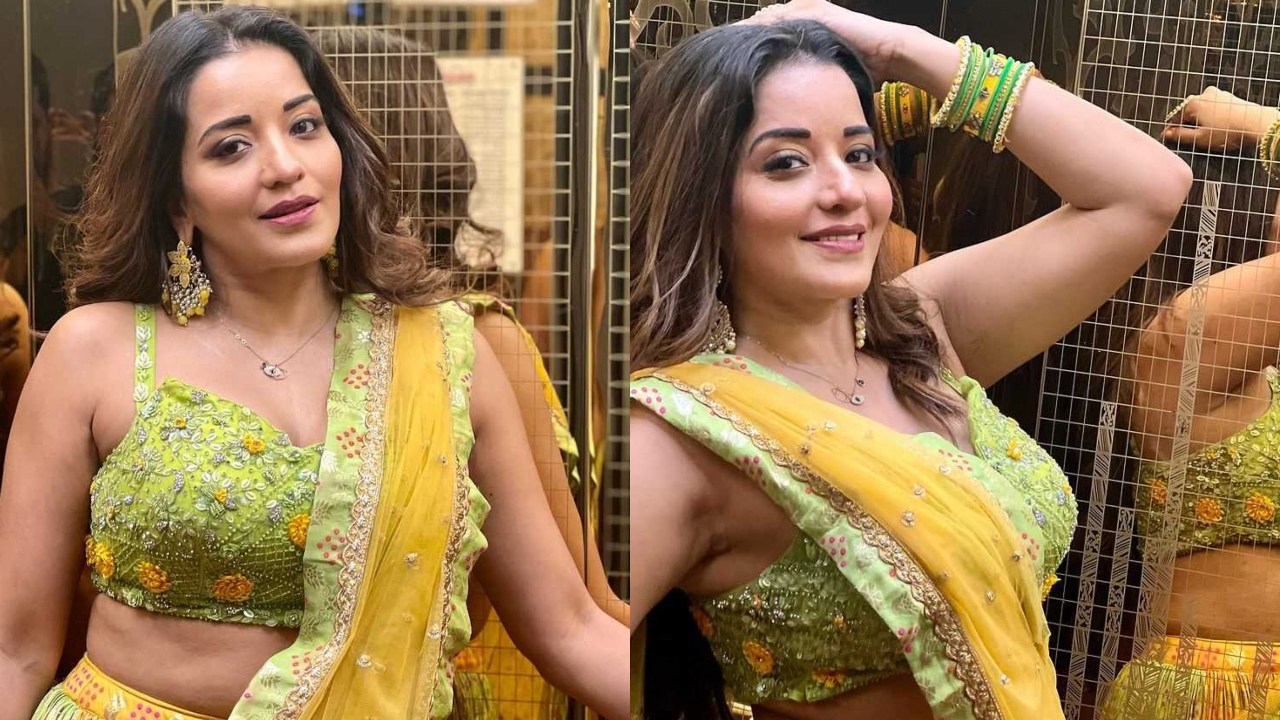 Monalisa's Radiates Charm In Yellow-Green Lehenga With Jhumkas, See Photos 861898