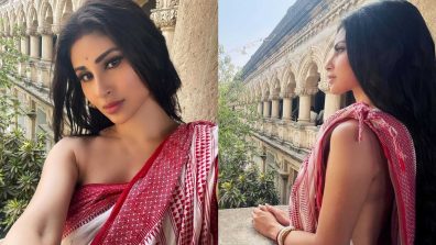 Mouni Roy Goes Bold As She Styles Herself In White Bengali Saree Without Blouse, See Photos