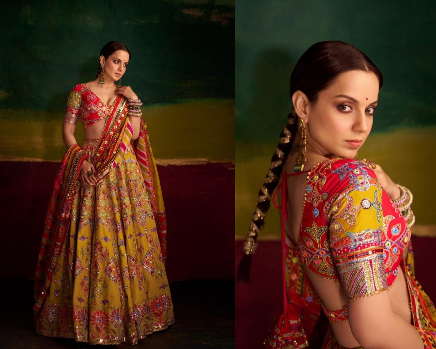 Navratri 2023: Kangana Ranaut is queening in heavy embroidered mustard lehenga for Garba night, take notes 861782