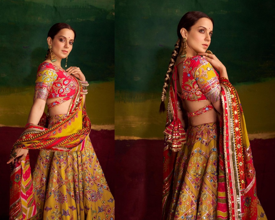 Navratri 2023: Kangana Ranaut is queening in heavy embroidered mustard lehenga for Garba night, take notes 861783