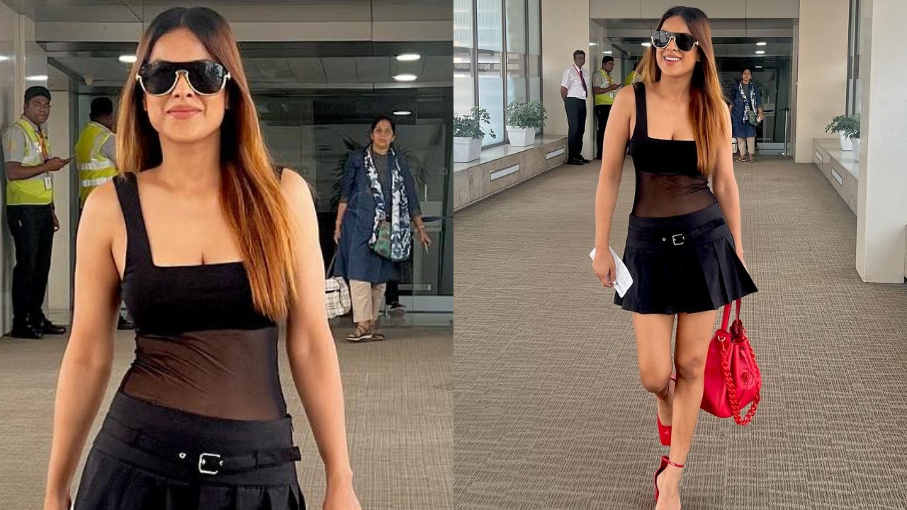 Nia Sharma slays the airport look with elegance in all black dress 865061