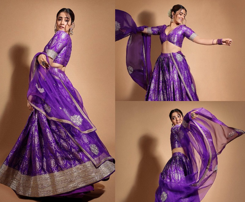 Nupur Sanon turns heads in Rs. 68,000 purple brocade jaal Banarasi lehenga set 865337