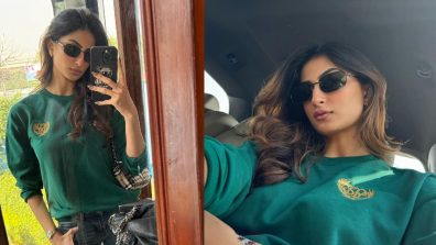 Palak Tiwari cuts casual case in green cardigan and skinny denim jeans