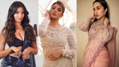 [Photos] Jacqueliene Fernandez, Nora Fatehi & Shraddha Kapoor look divine in designer sarees