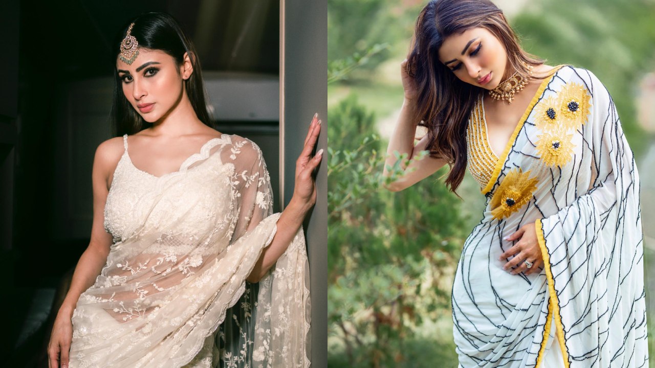 [Photos] Mouni Roy Slays In Modern-Day White Sarees And Sultry Blouse Design, Take Cues 858520