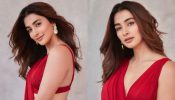 [Photos] Pooja Hegde Looks Drop Dead Gorgeous In Read Saree, Flaunts Midriff