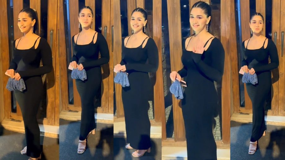 [Photos] Sara Tendulkar Embodies Beauty In Black Body-hugging Dress With Statement Bag 863716