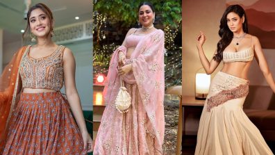 [Photos] Shivangi Joshi, Shraddha Arya & Shweta Tiwari stun in crop top lehengas, take cues