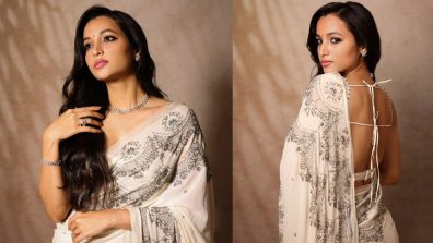 [Photos] Srinidhi Shetty channels her inner white swan in embellished saree with trendy blouse design