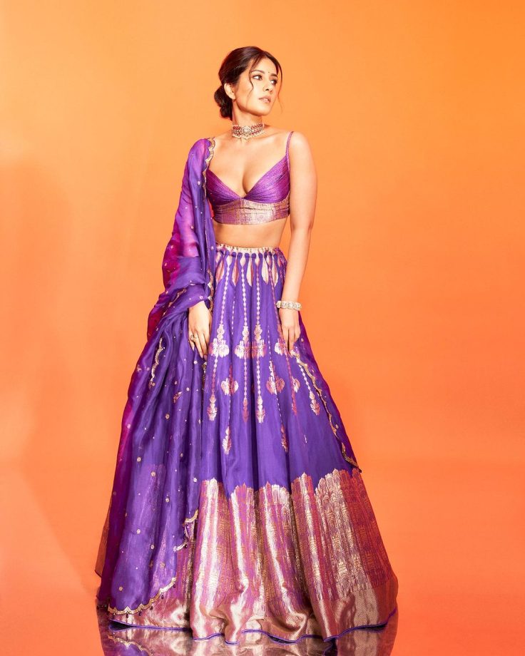 Raashi Khanna shines in purple Banarasi lehenga choli set, see photos 865157