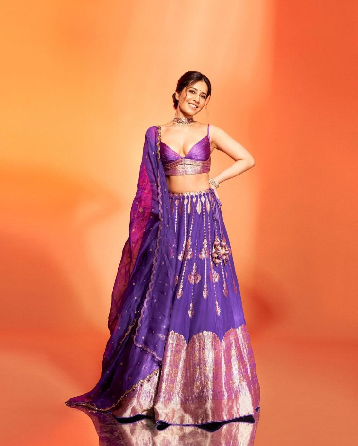 Raashi Khanna shines in purple Banarasi lehenga choli set, see photos 865153