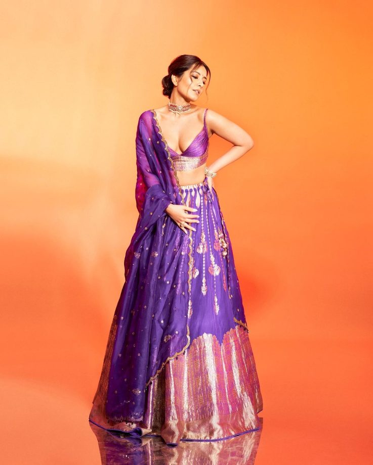 Raashi Khanna shines in purple Banarasi lehenga choli set, see photos 865156