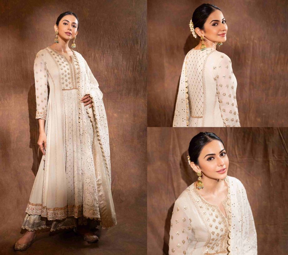 Rakul Preet Singh epitomises golden glow in embellished ivory chikankari Anarkali suit, see photos 862692