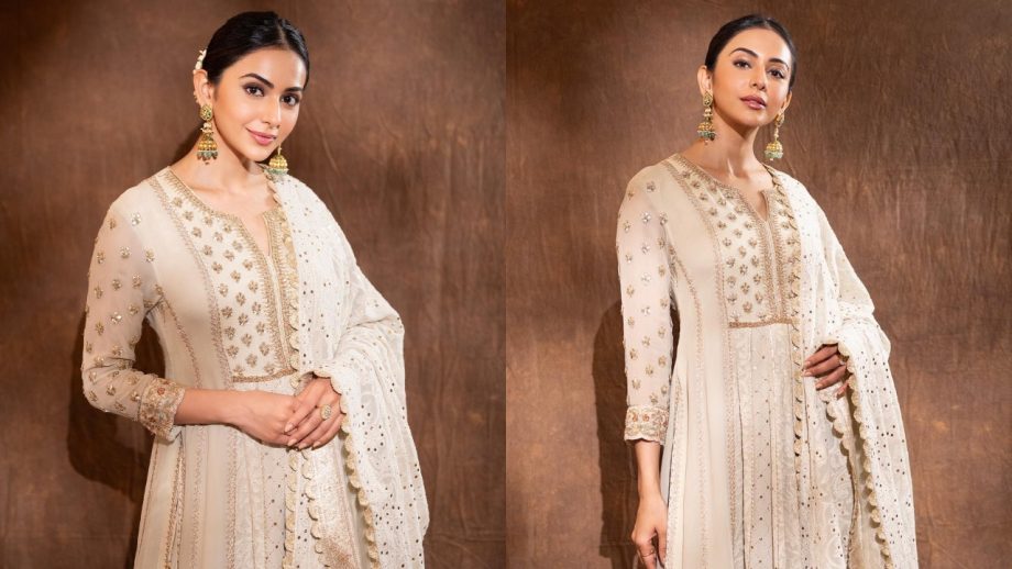 Rakul Preet Singh epitomises golden glow in embellished ivory chikankari Anarkali suit, see photos 862686