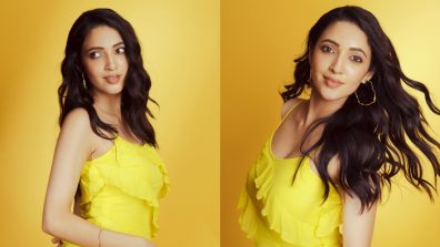 Razzle n dazzle! Neha Shetty blooms in Rs. 10000 yellow strappy ruffle dress