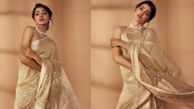 Samantha Ruth Prabhu paints regal odyssey in ivory saree with zari embroidery work [Photos]