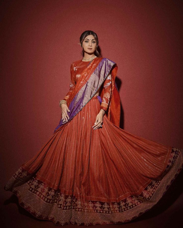 Shilpa Shetty glams up in flared rust orange lehenga choli set, check out photos 865162