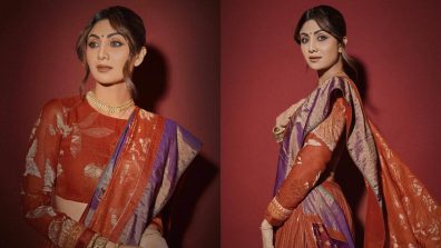 Shilpa Shetty glams up in flared rust orange lehenga choli set, check out photos