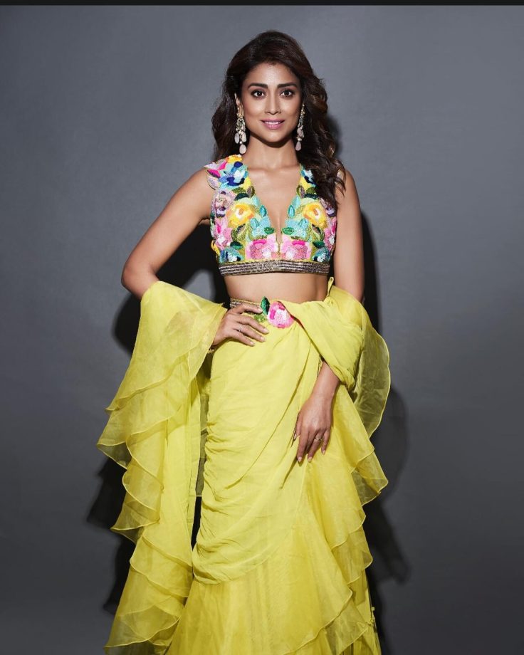 Shriya Saran Looks Breathtaking In Elegant Yellow Ruffle Saree, Fans Lovestruck 858282