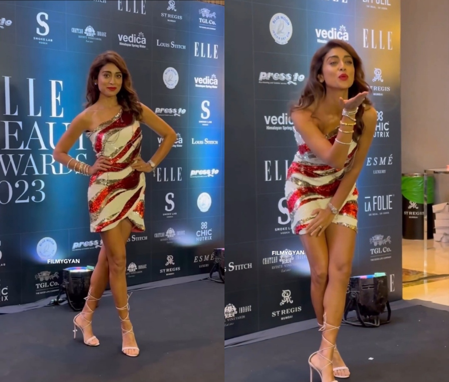 Shriya Saran Looks 'Darling' In One-shoulder Glittery Mini Dress With Bold Red Lipstick Shade [Photos] 861134