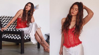 Sonam Bajwa is sensuous personified in see-through red corset top and white satin skirt [Photos]