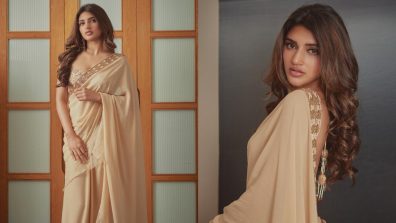 Sreeleela Shines In Beige Chiffon Saree With Bustier Blouse, See Photos