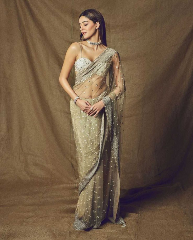 Stab Hearts Like Ananya Panday, Shanaya Kapoor And Suhana Khan In Party Wear Sarees 859990