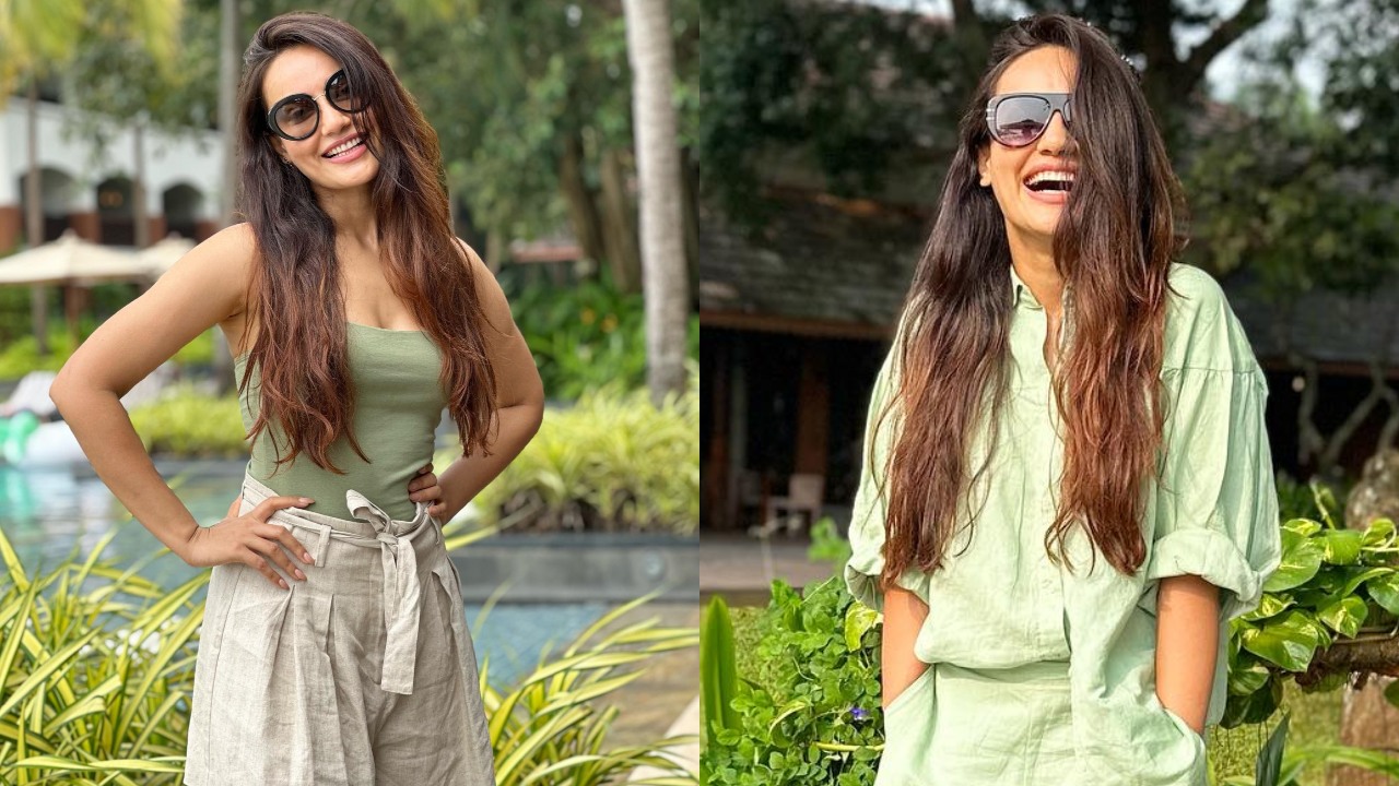 Surbhi Jyoti swears by comfort in sage green linen co ord set [Photos] 862703