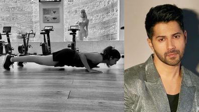 Viral Photo: Keerthy Suresh kick starts her weekend with deadly push-ups, Varun Dhawan reacts